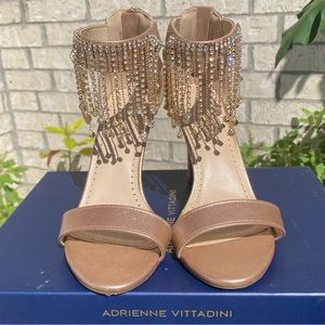 Adrienne Vittadini Gala-1 Stilleto Heels in Metallic Champagne with Chandelier